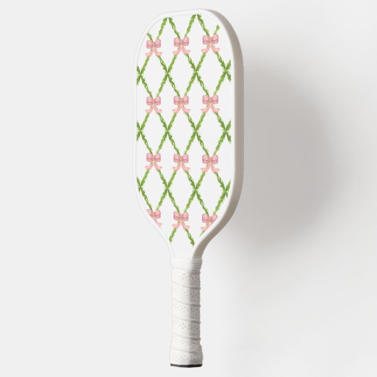 Preppy Trellis met Roze Bows Pickle Ball Pickleball Paddle (Links)