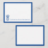 Preppy Tropical Navy Blue Ananas gepersonaliseerd Notitiekaartje (Voorkant / Achterkant)