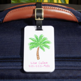 Preppy Tropical Palm Tree Custom Bagagelabel