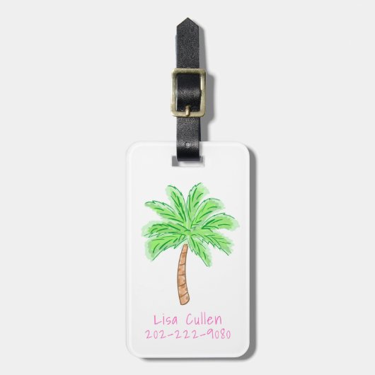 Preppy Tropical Palm Tree Custom Bagagelabel (Voorkant verticaal)