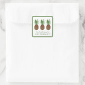 Preppy Tropical Pineapples Gepersonaliseerde Boekp Vierkante Sticker (Tas)