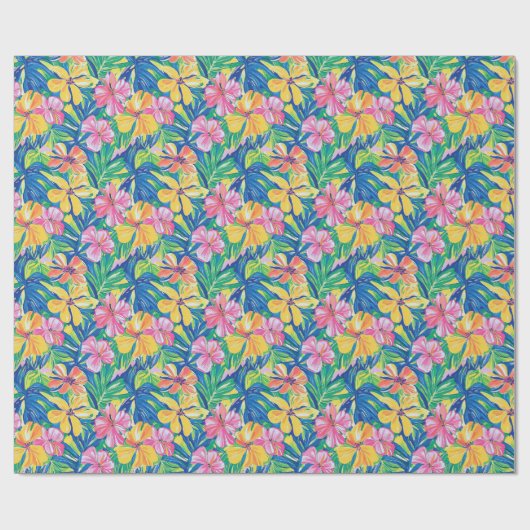 Preppy Tropical Wrapping Paper Cadeaupapier (Vlak)