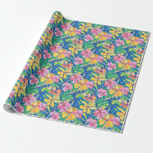 Preppy Tropical Wrapping Paper Cadeaupapier (Uitgerold)