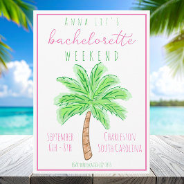 Preppy Tropisch Bachelorette Feest Itinerarium Kaart