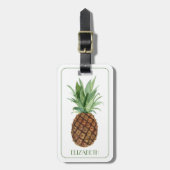 Preppy Tropische Ananas Gepersonaliseerd Bagagelabel (Voorkant verticaal)