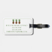 Preppy Tropische Ananas Gepersonaliseerd Bagagelabel (Achterkant horizontaal)