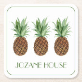 Preppy tropische ananas gepersonaliseerd kartonnen onderzetters (Voorkant)