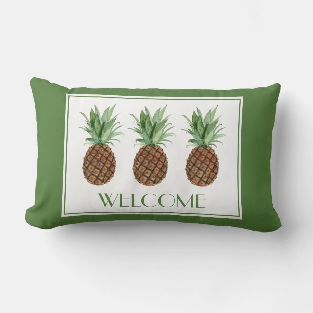 Preppy tropische ananas gepersonaliseerd kussen (Voorkant)