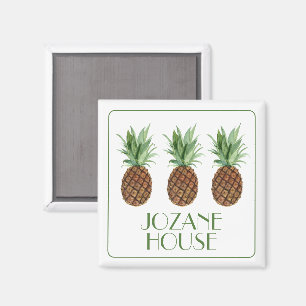 Preppy tropische ananas gepersonaliseerd magneet