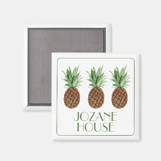 Preppy tropische ananas gepersonaliseerd magneet (Voorkant / Achterkant)