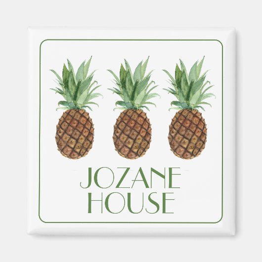 Preppy tropische ananas gepersonaliseerd magneet (Voorkant)