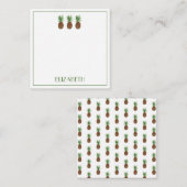 Preppy tropische ananas gepersonaliseerd notitiekaartje (Voorkant / Achterkant)