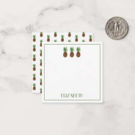 Preppy tropische ananas gepersonaliseerd notitiekaartje