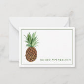 Preppy Tropische Ananas Gepersonaliseerd Notitiekaartje (Voorkant)
