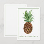 Preppy Tropische Ananas Gepersonaliseerd Notitiekaartje (Voorkant / Achterkant)