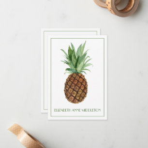 Preppy Tropische Ananas Gepersonaliseerd Notitiekaartje