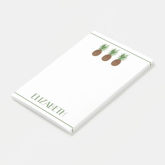 Preppy tropische ananas gepersonaliseerd post-it® notes (Schuin)