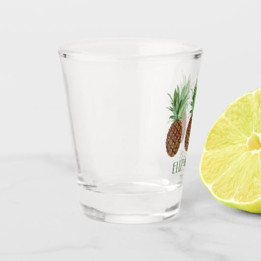 Preppy Tropische Ananas Gepersonaliseerd Shot Glas (Links)