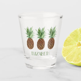 Preppy Tropische Ananas Gepersonaliseerd Shot Glas