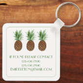 Preppy tropische ananas gepersonaliseerd sleutelhanger (Achterkant)