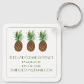Preppy tropische ananas gepersonaliseerd sleutelhanger (Achterkant)