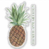Preppy Tropische Ananas Gepersonaliseerd Sticker (Voorkant)