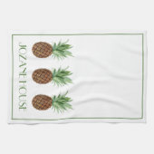Preppy tropische ananas gepersonaliseerd theedoek (Horizontaal)