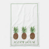 Preppy tropische ananas gepersonaliseerd theedoek (Verticaal)