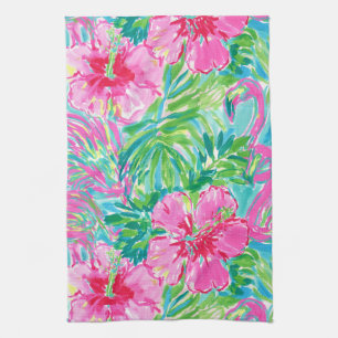 Preppy Tropische Bloem Keuken Handdoeken Flamingo