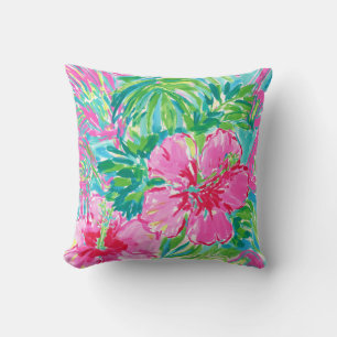 Preppy Tropische Bloem Kussen Hibiscus Palmen