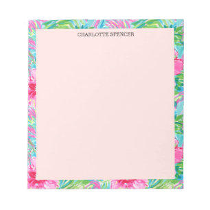 Preppy Tropische Chic Hibiscus Bloemstuk Persoonli Notitieblok