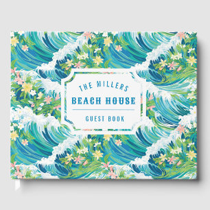 Preppy tropische golven Beach House Gastenboek