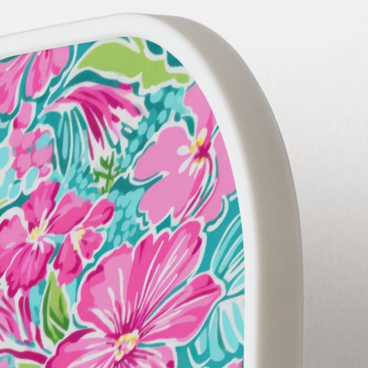 Preppy tropische hibiscus | Monogram Pickleball Pickleball Paddle (Links Detail)