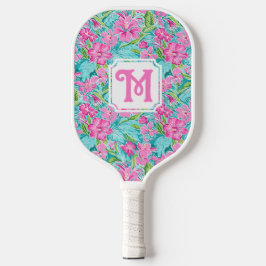 Preppy tropische hibiscus | Monogram Pickleball Pickleball Paddle