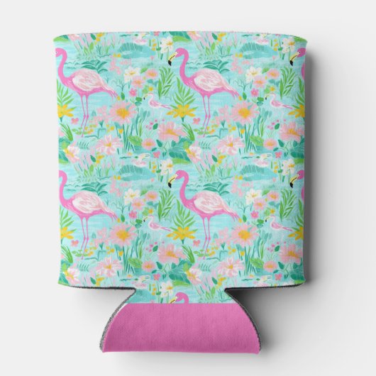 Preppy tropische hibiscusbloem | Monogram Blikjeskoeler (Achterkant)