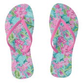 Preppy tropische hibiscusbloem teenslippers (Voetbed)