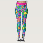 Preppy Tropische pickleballs met flamingo Leggings (Voorkant)