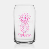 Preppy tropische roze ananas gepersonaliseerd blikvorm glas (Voorkant)