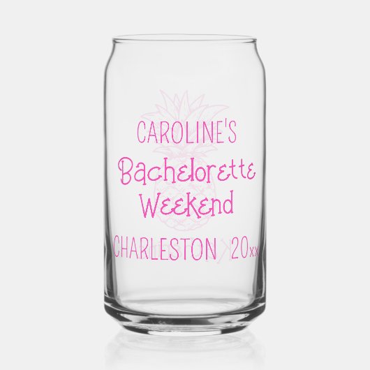 Preppy tropische roze ananas gepersonaliseerd blikvorm glas (Achterkant)