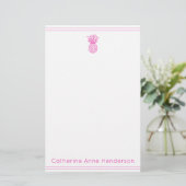 Preppy tropische roze ananas gepersonaliseerd briefpapier (Staand voorkant)