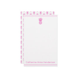 Preppy tropische roze ananas gepersonaliseerd briefpapier