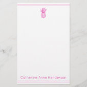 Preppy tropische roze ananas gepersonaliseerd briefpapier (Voorkant)