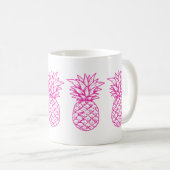Preppy tropische roze ananas gepersonaliseerd koffiemok (Voorkant rechts)