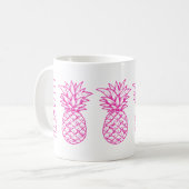 Preppy tropische roze ananas gepersonaliseerd koffiemok (Voorkant links)