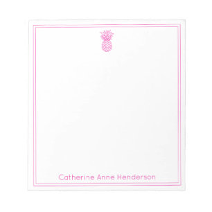 Preppy tropische roze ananas gepersonaliseerd notitieblok