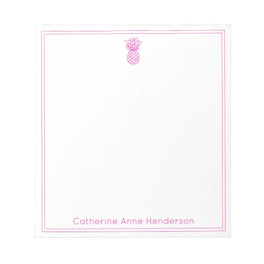 Preppy tropische roze ananas gepersonaliseerd notitieblok (Voorkant)