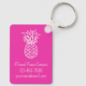 Preppy tropische roze ananas gepersonaliseerd sleutelhanger (Achterkant)