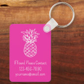 Preppy tropische roze ananas gepersonaliseerd sleutelhanger (Achterkant)