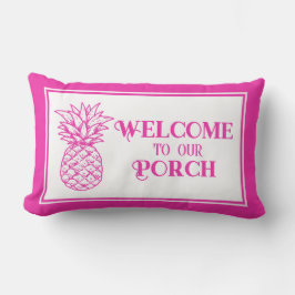 Preppy tropische roze ananas veranda kussen