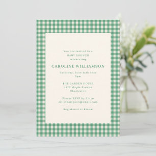 Preppy Tuin Groen Gingham Geruite Baby Shower Kaart
